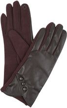 Load image into Gallery viewer, Pamb Faux Leather Heather Knit Button Front Warm Winter Touch Screen Gloves
