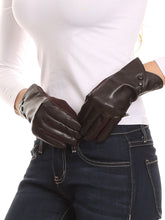 Load image into Gallery viewer, Pamb Faux Leather Heather Knit Button Front Warm Winter Touch Screen Gloves
