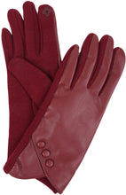 Load image into Gallery viewer, Pamb Faux Leather Heather Knit Button Front Warm Winter Touch Screen Gloves
