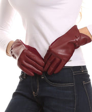 Load image into Gallery viewer, Pamb Faux Leather Heather Knit Button Front Warm Winter Touch Screen Gloves
