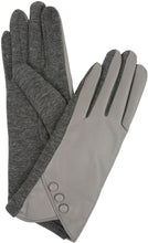 Load image into Gallery viewer, Pamb Faux Leather Heather Knit Button Front Warm Winter Touch Screen Gloves
