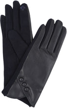 Load image into Gallery viewer, Pamb Faux Leather Heather Knit Button Front Warm Winter Touch Screen Gloves
