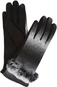 Sophie Ombre Knitted Faux Fur Wrist Band Touch Screen Capable Gloves