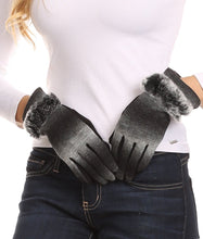 Load image into Gallery viewer, Sophie Ombre Knitted Faux Fur Wrist Band Touch Screen Capable Gloves
