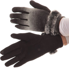Load image into Gallery viewer, Sophie Ombre Knitted Faux Fur Wrist Band Touch Screen Capable Gloves
