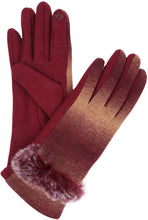 Load image into Gallery viewer, Sophie Ombre Knitted Faux Fur Wrist Band Touch Screen Capable Gloves
