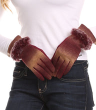 Load image into Gallery viewer, Sophie Ombre Knitted Faux Fur Wrist Band Touch Screen Capable Gloves
