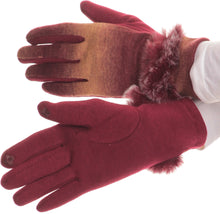 Load image into Gallery viewer, Sophie Ombre Knitted Faux Fur Wrist Band Touch Screen Capable Gloves
