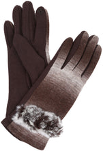 Load image into Gallery viewer, Sophie Ombre Knitted Faux Fur Wrist Band Touch Screen Capable Gloves
