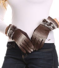Load image into Gallery viewer, Sophie Ombre Knitted Faux Fur Wrist Band Touch Screen Capable Gloves
