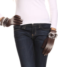 Load image into Gallery viewer, Sophie Ombre Knitted Faux Fur Wrist Band Touch Screen Capable Gloves
