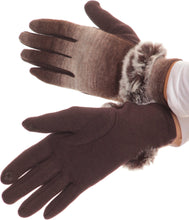 Load image into Gallery viewer, Sophie Ombre Knitted Faux Fur Wrist Band Touch Screen Capable Gloves
