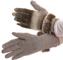 Load image into Gallery viewer, Sophie Ombre Knitted Faux Fur Wrist Band Touch Screen Capable Gloves

