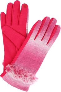 Sophie Ombre Knitted Faux Fur Wrist Band Touch Screen Capable Gloves
