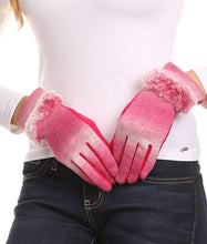 Load image into Gallery viewer, Sophie Ombre Knitted Faux Fur Wrist Band Touch Screen Capable Gloves
