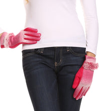 Load image into Gallery viewer, Sophie Ombre Knitted Faux Fur Wrist Band Touch Screen Capable Gloves
