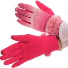 Load image into Gallery viewer, Sophie Ombre Knitted Faux Fur Wrist Band Touch Screen Capable Gloves
