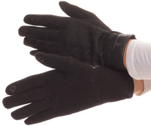Charger l&#39;image dans la galerie, Rayanne Soft Classic Knit Faux Leather Wrist Band Touch Screen Warm Gloves
