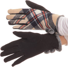 Charger l&#39;image dans la galerie, Valy Classic Winter Checker Patterned Faux Fur Pom Pom Touch Screen Gloves
