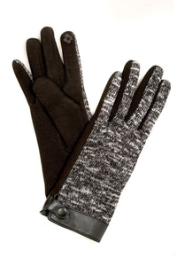 Lilith Heather Knit Wrist Length Touch Screen Wrist Snap Winter Gloves