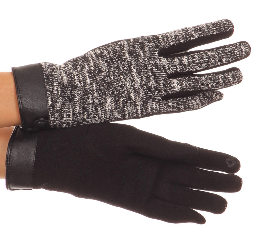 Lilith Heather Knit Wrist Length Touch Screen Wrist Snap Winter Gloves