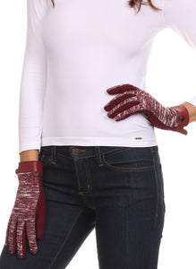 Lilith Heather Knit Wrist Length Touch Screen Wrist Snap Winter Gloves