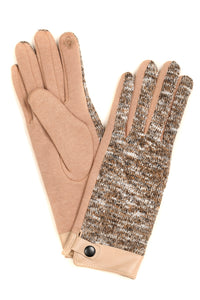 Lilith Heather Knit Wrist Length Touch Screen Wrist Snap Winter Gloves