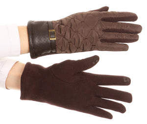Emie Quilted and Lace Super Soft Warm Driving Gloves Touch Screen Capable