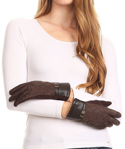 Emie Quilted and Lace Super Soft Warm Driving Gloves Touch Screen Capable