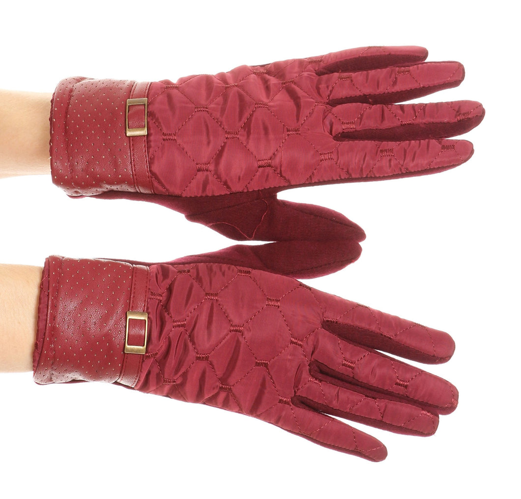 Emie Quilted and Lace Super Soft Warm Driving Gloves Touch Screen Capable