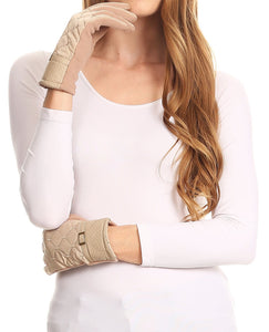 Emie Quilted and Lace Super Soft Warm Driving Gloves Touch Screen Capable