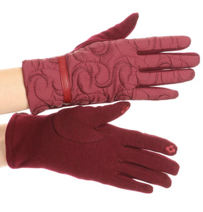 Emie Quilted and Lace Super Soft Warm Driving Gloves Touch Screen Capable