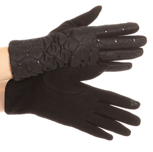 Emie Quilted and Lace Super Soft Warm Driving Gloves Touch Screen Capable