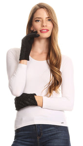 Emie Quilted and Lace Super Soft Warm Driving Gloves Touch Screen Capable