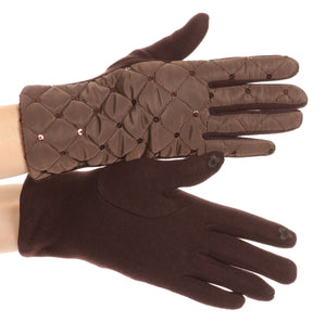 Emie Quilted and Lace Super Soft Warm Driving Gloves Touch Screen Capable