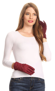 Emie Quilted and Lace Super Soft Warm Driving Gloves Touch Screen Capable
