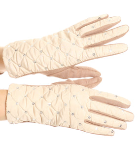 Emie Quilted and Lace Super Soft Warm Driving Gloves Touch Screen Capable
