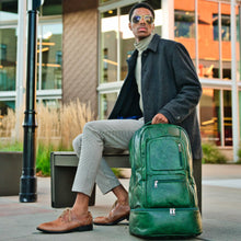 Charger l&#39;image dans la galerie, Emerald Green Leather Luxury Carry-On Backpack (Patented Signature Design)
