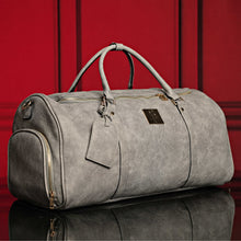 Charger l&#39;image dans la galerie, Grey Tumbled Luciano Leather Duffle Bag (New Weekender Design)
