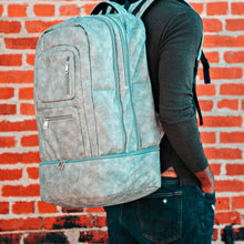 Load image into Gallery viewer, Grey Leather Luxury Carry-On Backpack (Patented Signature Design)
