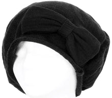 Load image into Gallery viewer, Bow Accented Light Knit Fashion Beret / Slouch Hat (Choose from 4 Colors)
