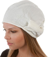 Load image into Gallery viewer, Bow Accented Light Knit Fashion Beret / Slouch Hat (Choose from 4 Colors)
