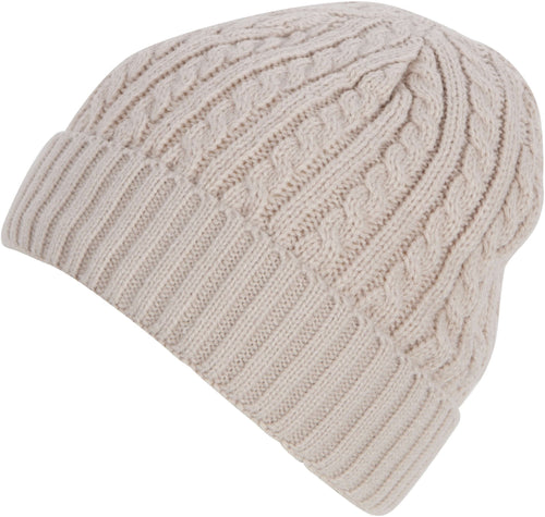 Cable knitted solid color winter beanie cap made of acrylic and polyester, available in elegant colors, perfect for fashion and warmth.