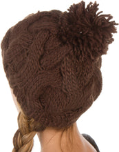 Charger l&#39;image dans la galerie, Cable Knit Pom Pom Thick Slouch Hat
