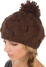 Charger l&#39;image dans la galerie, Cable Knit Pom Pom Thick Slouch Hat
