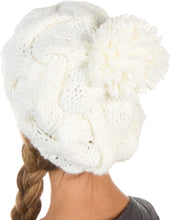 Charger l&#39;image dans la galerie, Cable Knit Pom Pom Thick Slouch Hat
