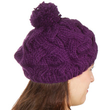 Charger l&#39;image dans la galerie, Cable Knit Pom Pom Thick Slouch Hat
