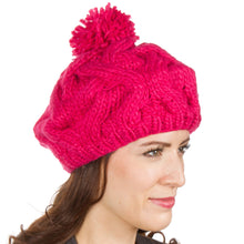 Charger l&#39;image dans la galerie, Cable Knit Pom Pom Thick Slouch Hat
