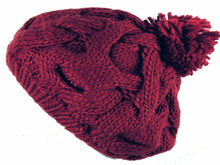 Charger l&#39;image dans la galerie, Cable Knit Pom Pom Thick Slouch Hat
