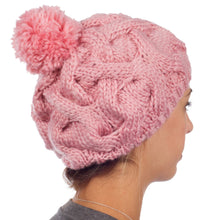 Charger l&#39;image dans la galerie, Cable Knit Pom Pom Thick Slouch Hat

